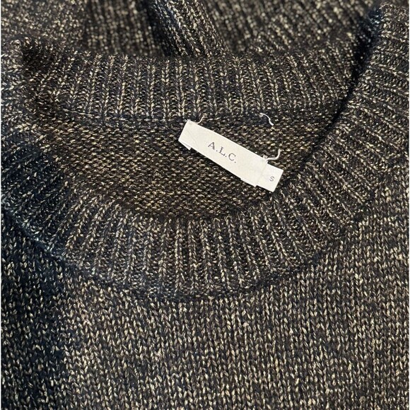 A.L.C. Womens Sweater Gray Bowen Merino Wool Alpaca Knit Metallic Pullover Small - Picture 4 of 11